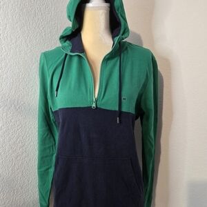 American Eagle Green and Navy Half-Zip Hoodie XS 100% COTTON  NWOT